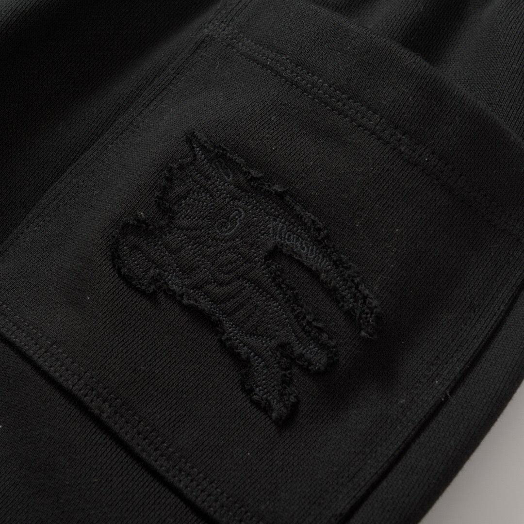 Black Cotton Plain Joggers - Men's