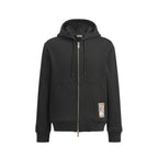 Black Cotton Check Patch Zip-Through - Men's
