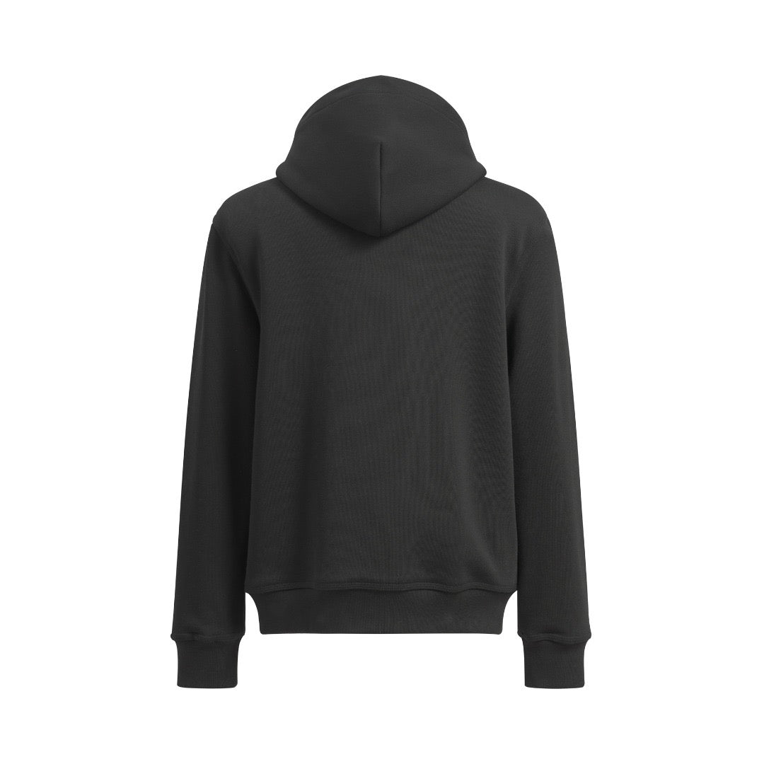 Black Cotton Check Patch Zip-Through - Men's