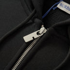 Black Cotton Check Patch Zip-Through - Men's