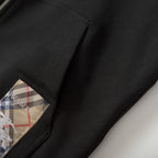 Black Cotton Check Patch Zip-Through - Men's