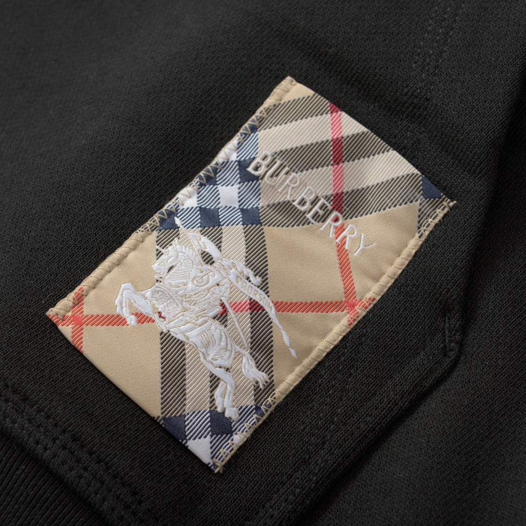 Black Cotton Check Patch Zip-Through - Men's