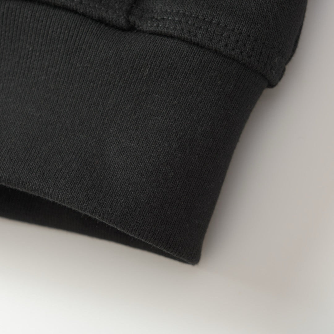 Black Cotton Check Patch Zip-Through - Men's