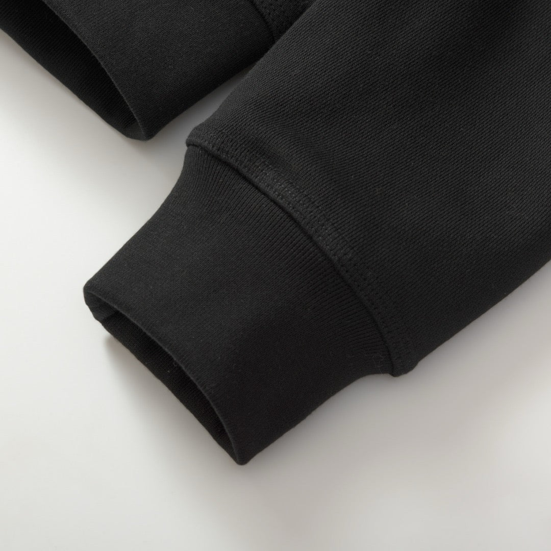 Black Cotton Check Patch Zip-Through - Men's