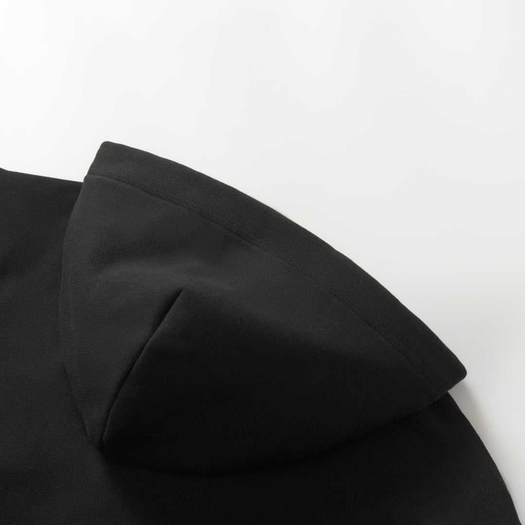 Black Cotton Check Patch Zip-Through - Men's