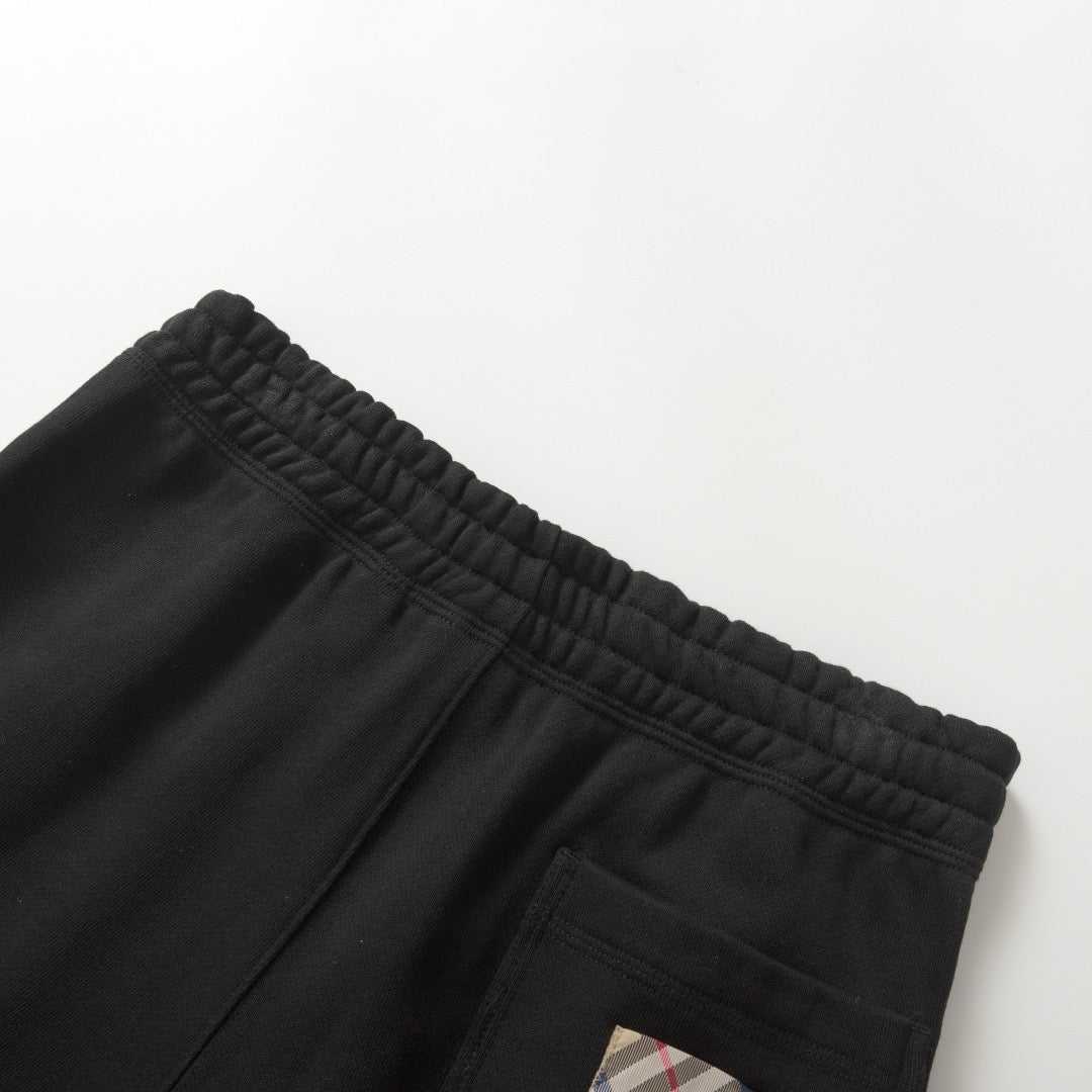 Black Cotton Tapered Joggers - Men's