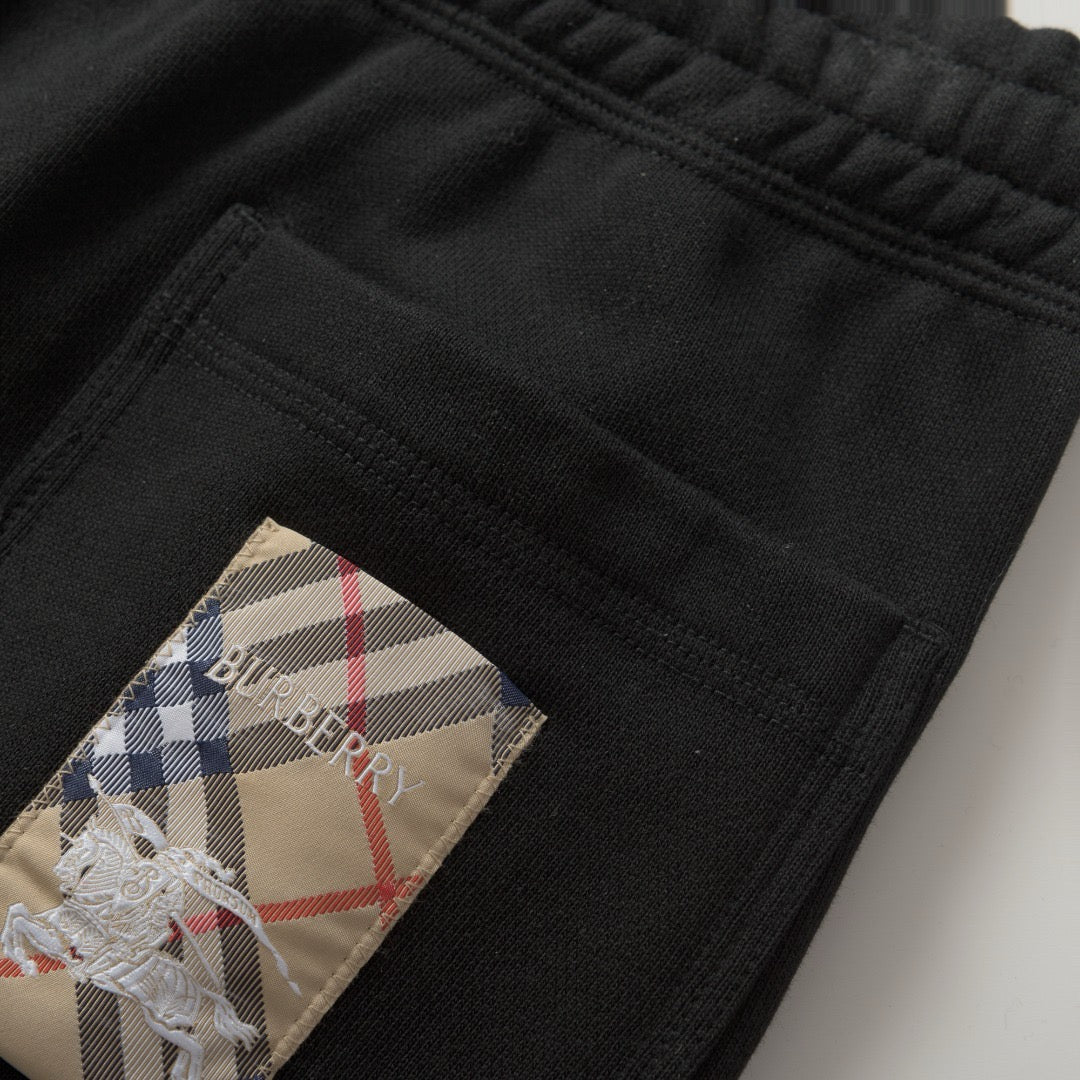 Black Cotton Tapered Joggers - Men's