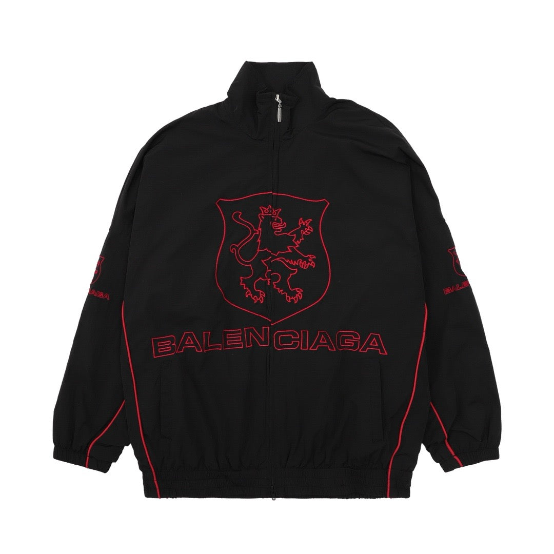 Black Nylon Embroidered Track - Men's