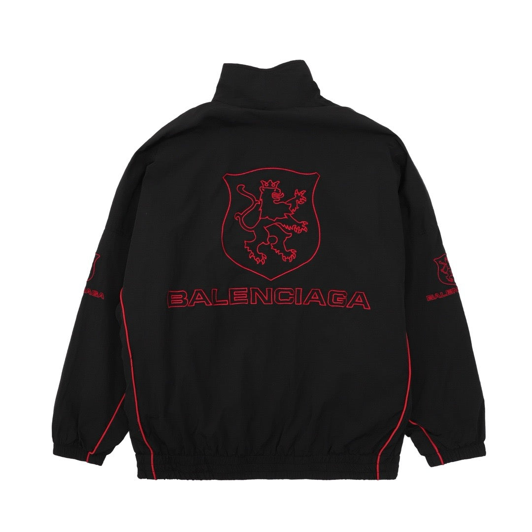 Black Nylon Embroidered Track - Men's