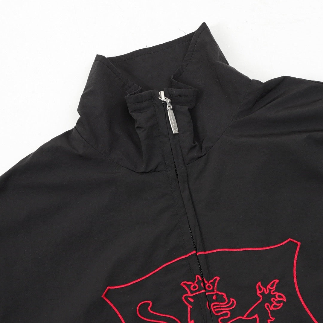 Black Nylon Embroidered Track - Men's