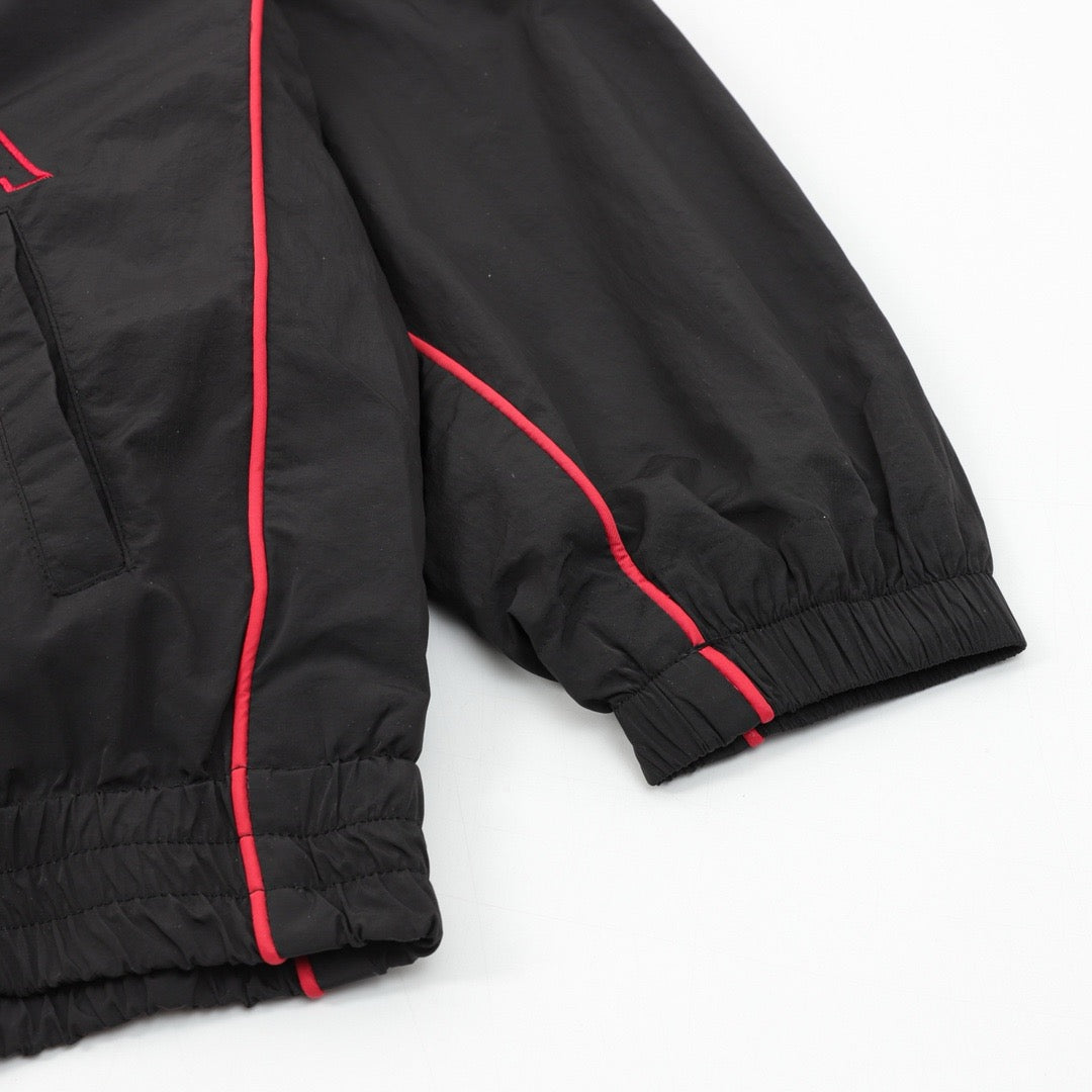 Black Nylon Embroidered Track - Men's