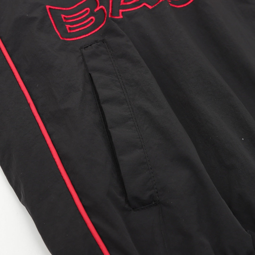 Black Nylon Embroidered Track - Men's