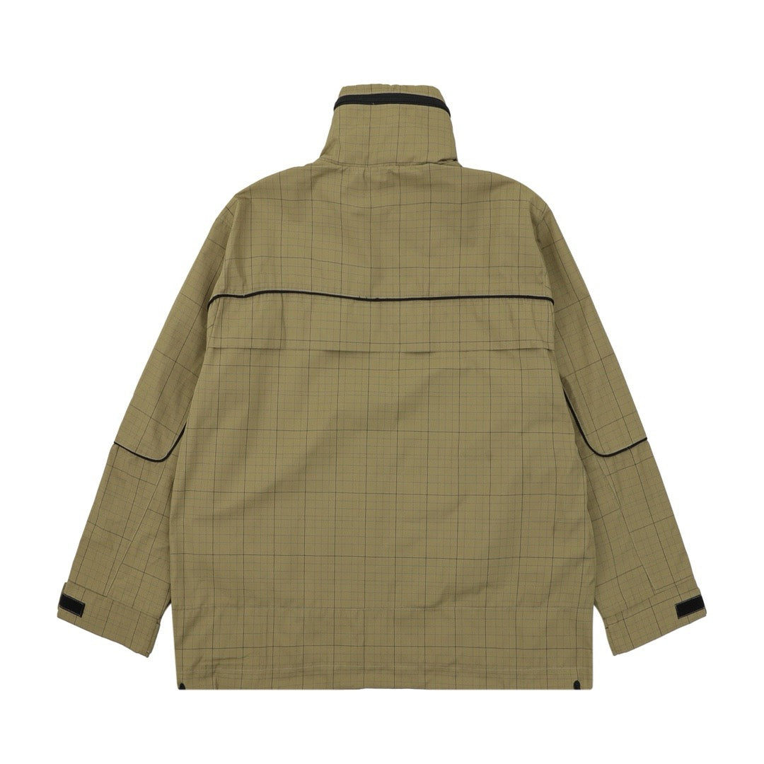 Khaki Nylon Half-Zip Anorak - Men's