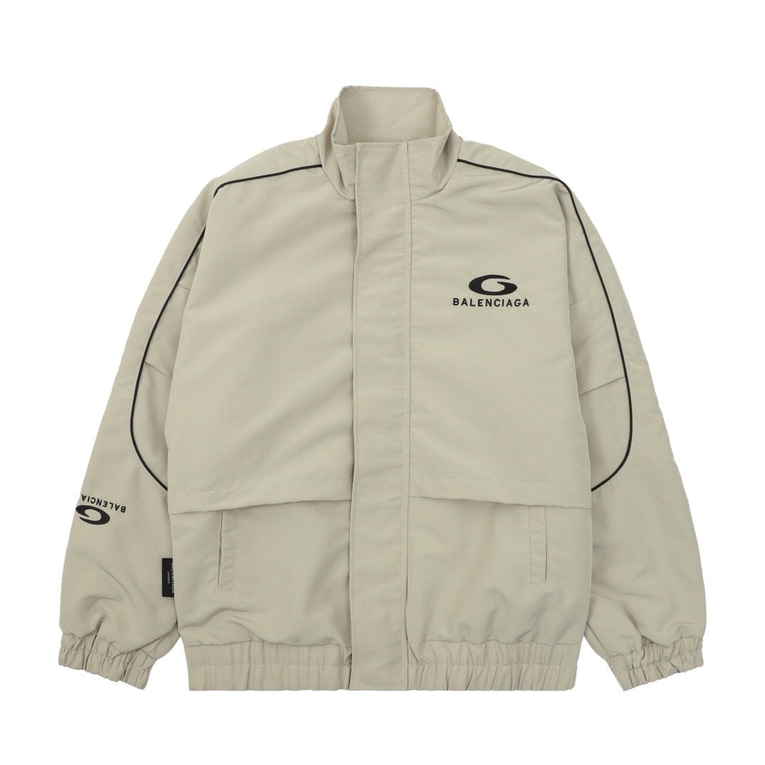 Cream Nylon Piped Track - Men's