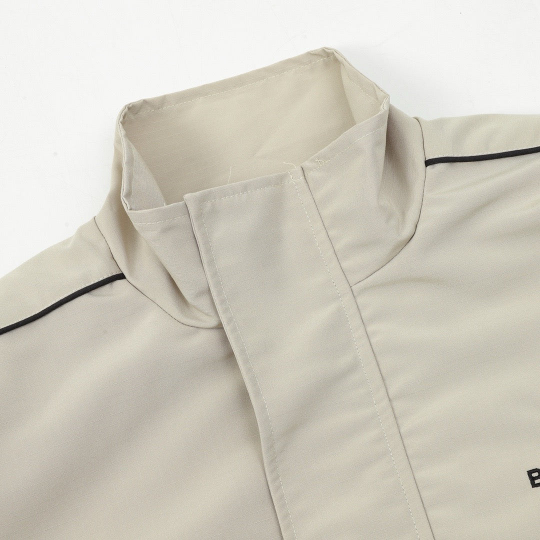 Cream Nylon Piped Track - Men's
