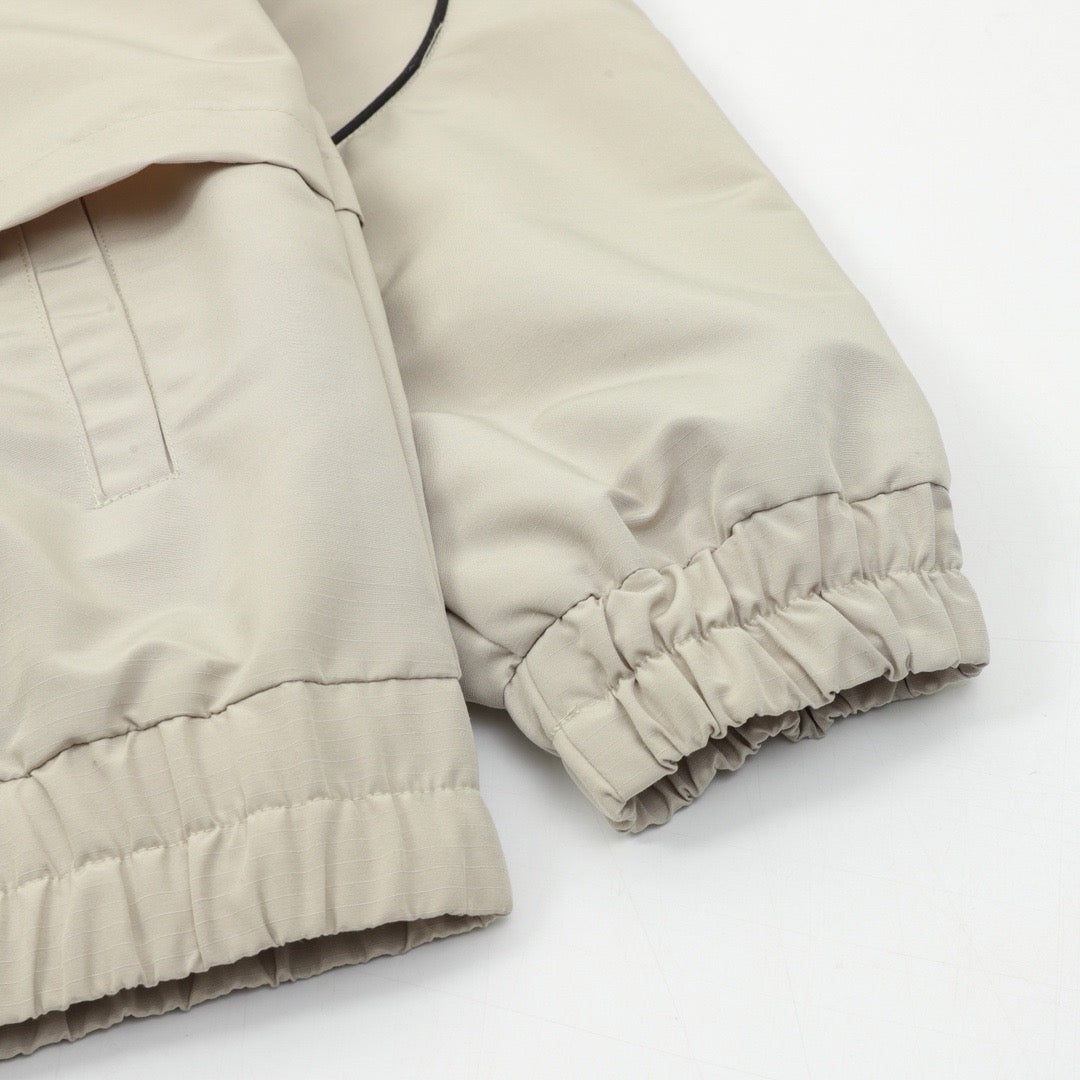 Cream Nylon Piped Track - Men's
