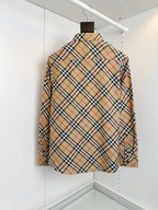 Beige Cotton Check Shirt Jacket - Men's