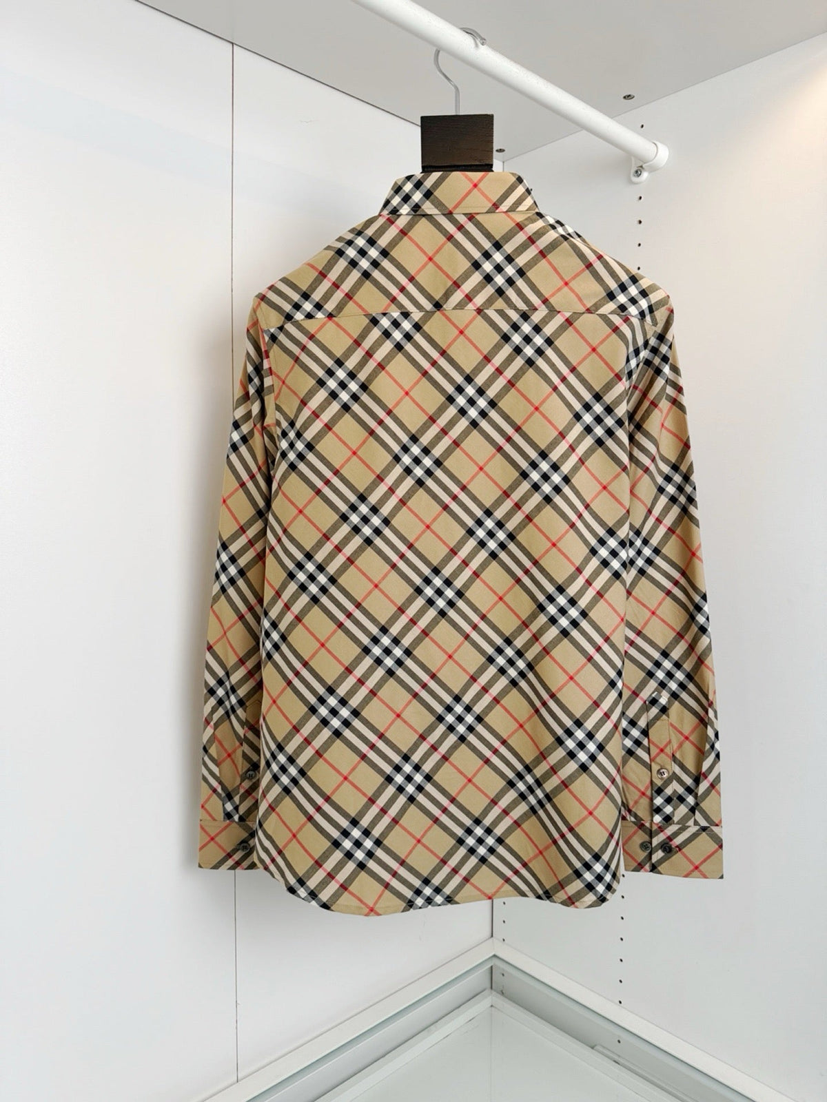 Beige Cotton Check Shirt Jacket - Men's