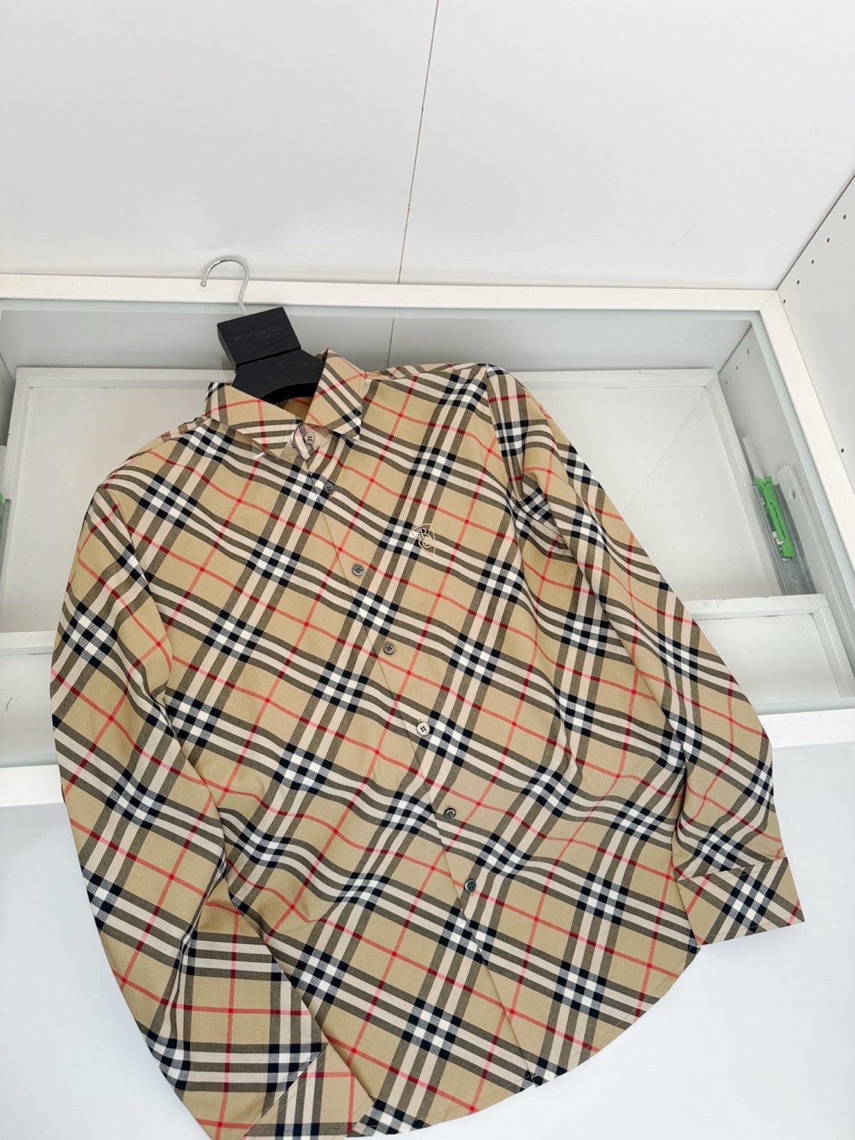 Beige Cotton Check Shirt Jacket - Men's