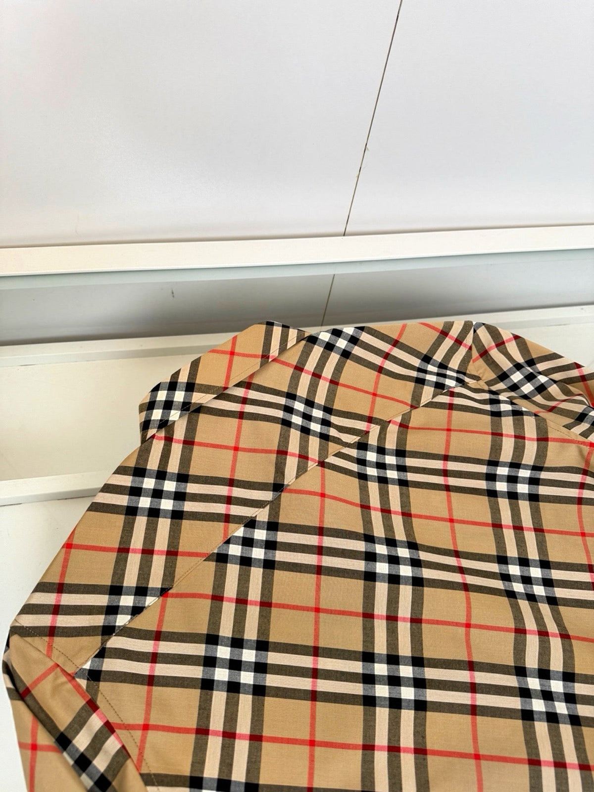 Beige Cotton Check Shirt Jacket - Men's