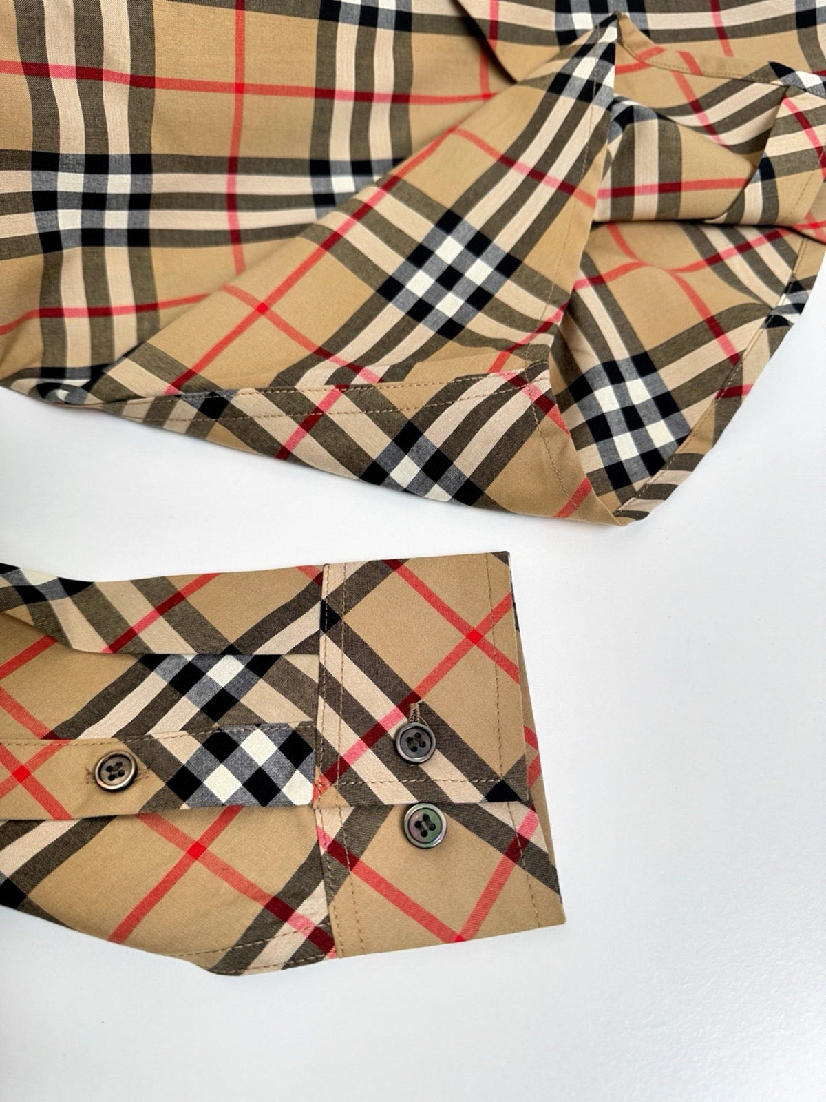 Beige Cotton Check Shirt Jacket - Men's