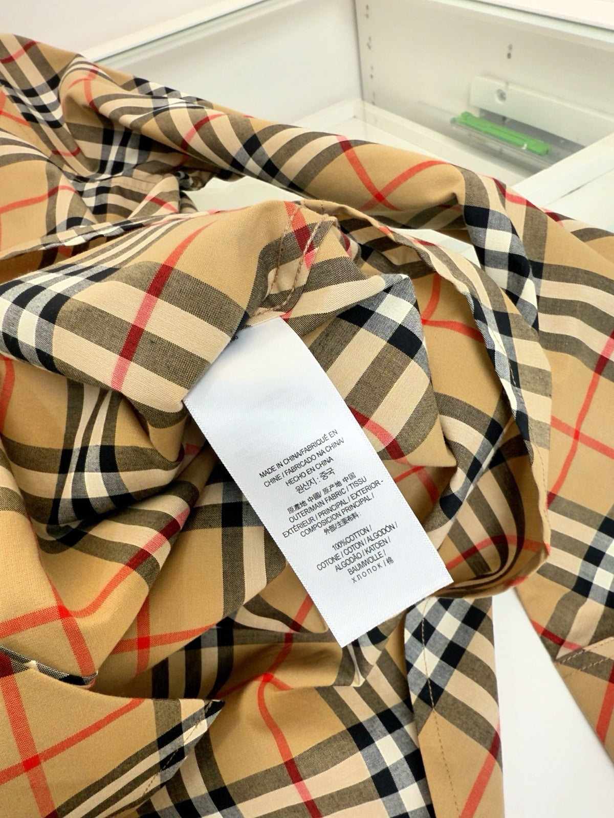 Beige Cotton Check Shirt Jacket - Men's