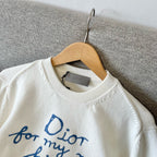 Cream Cotton Script Logo Crewneck - Men's