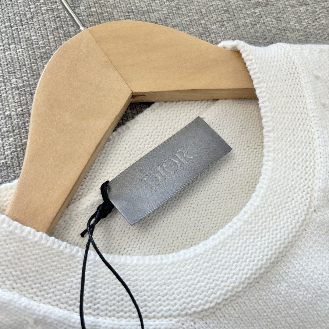 Cream Cotton Script Logo Crewneck - Men's