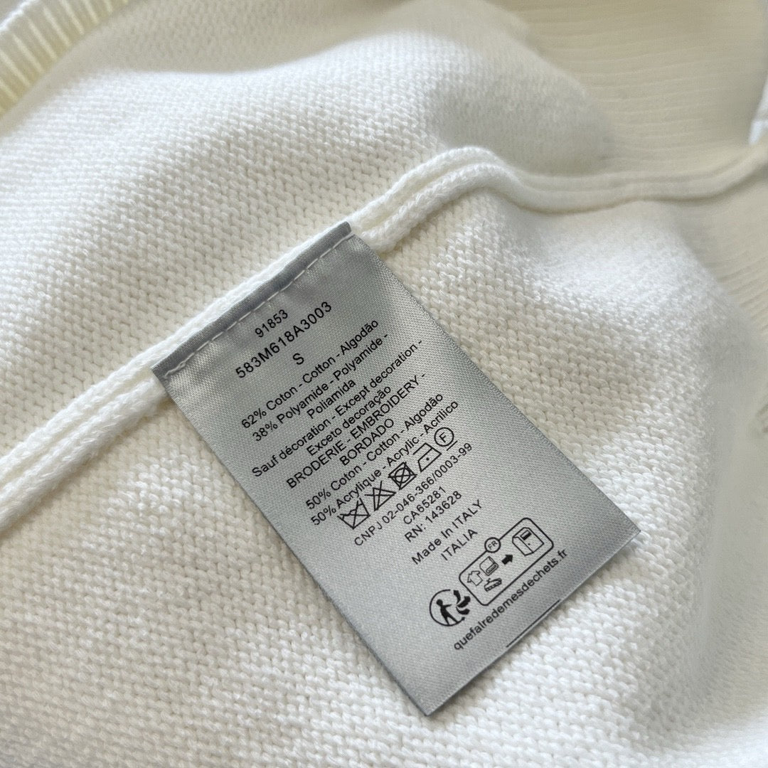 Cream Cotton Script Logo Crewneck - Men's