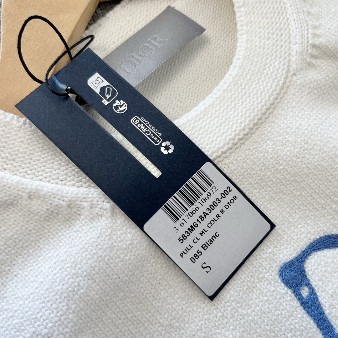Cream Cotton Script Logo Crewneck - Men's