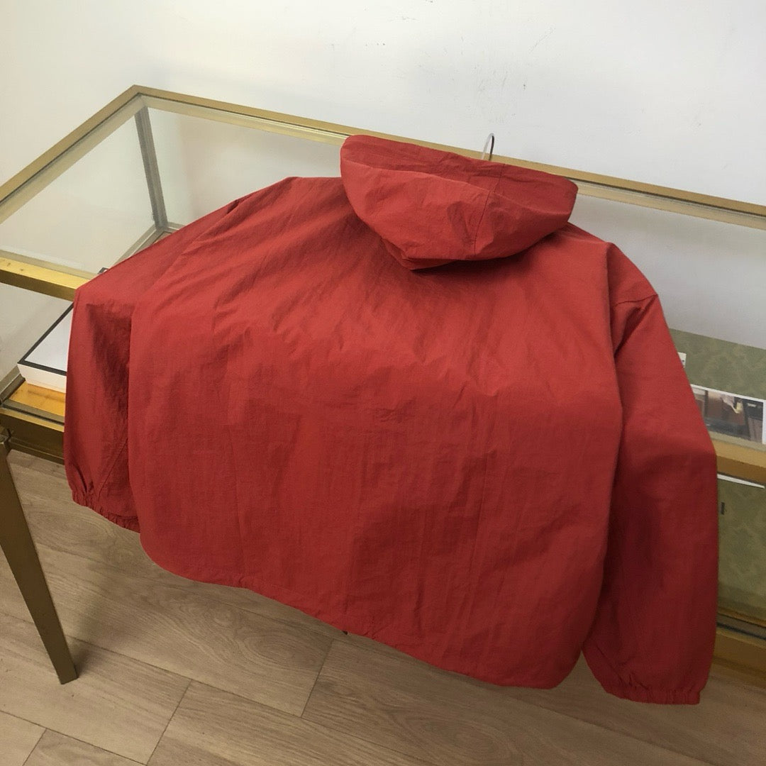 Red Nylon Plain Hooded - Men's