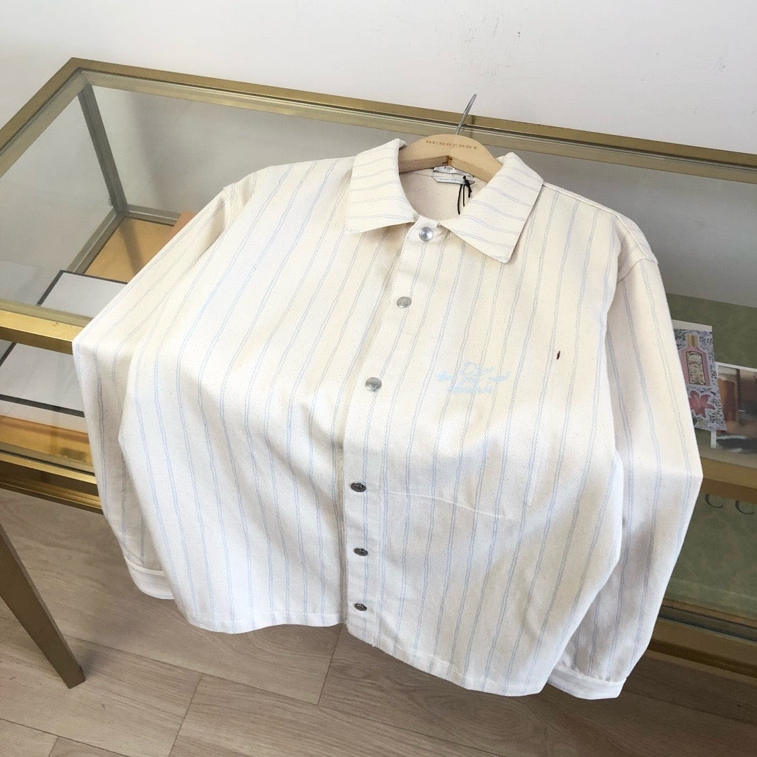 Cream Cotton Striped Long-Sleeve - Men's