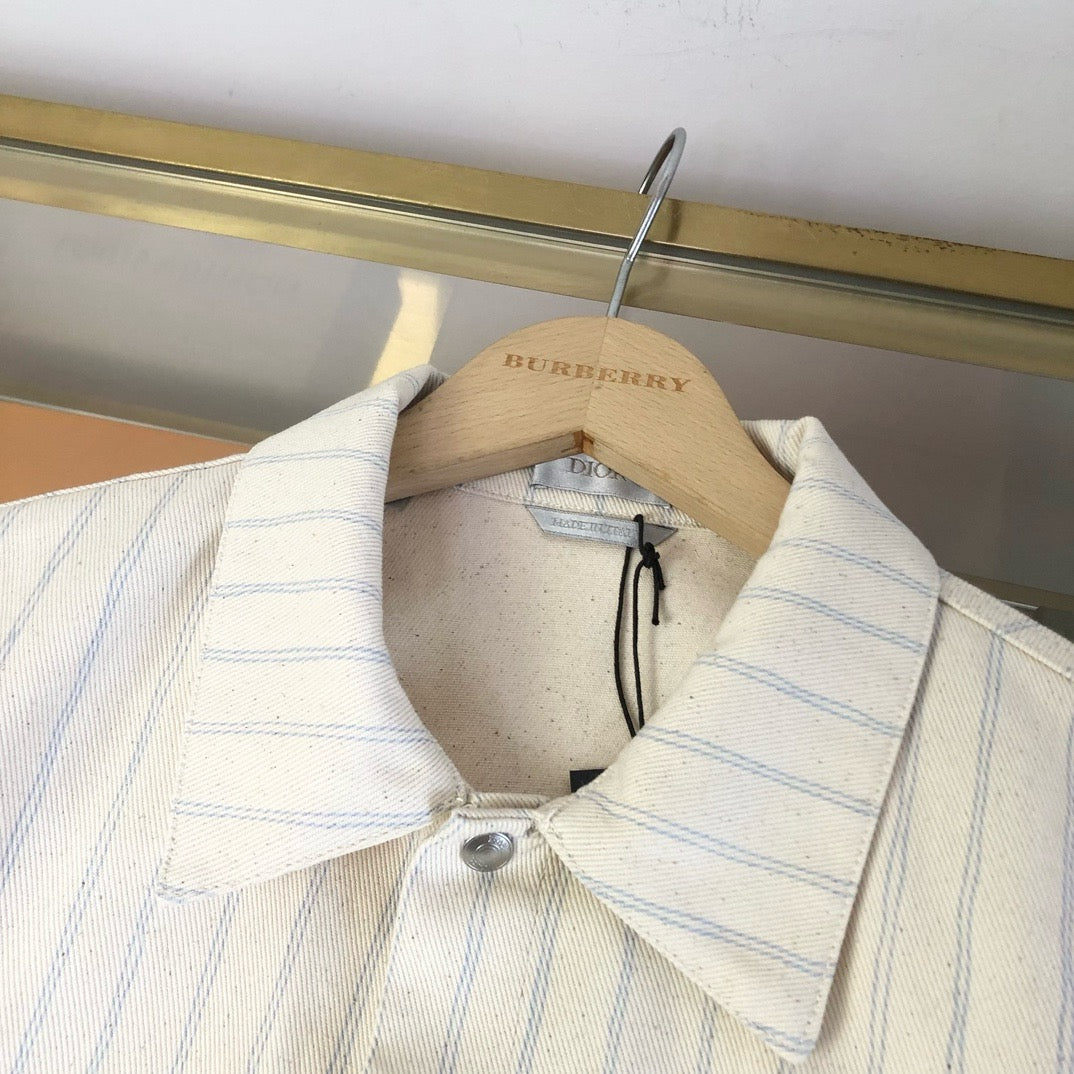 Cream Cotton Striped Long-Sleeve - Men's