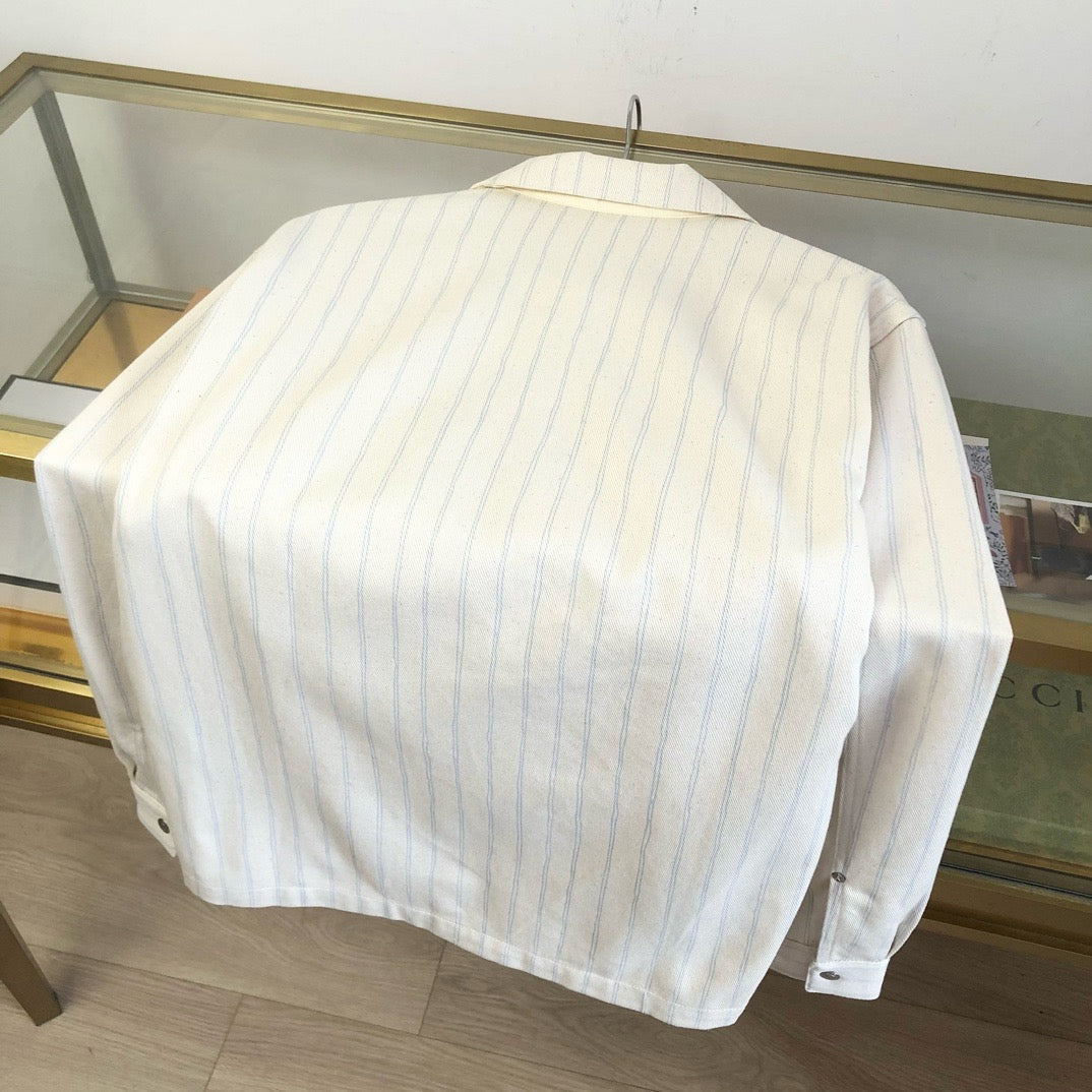 Cream Cotton Striped Long-Sleeve - Men's