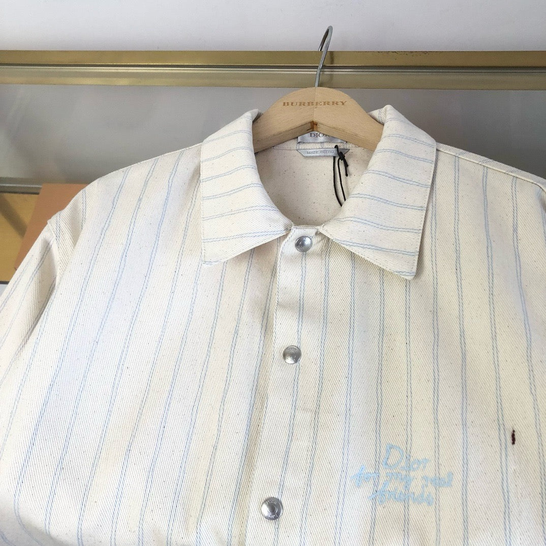 Cream Cotton Striped Long-Sleeve - Men's