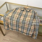 Beige Cotton Check Overshirt - Men's