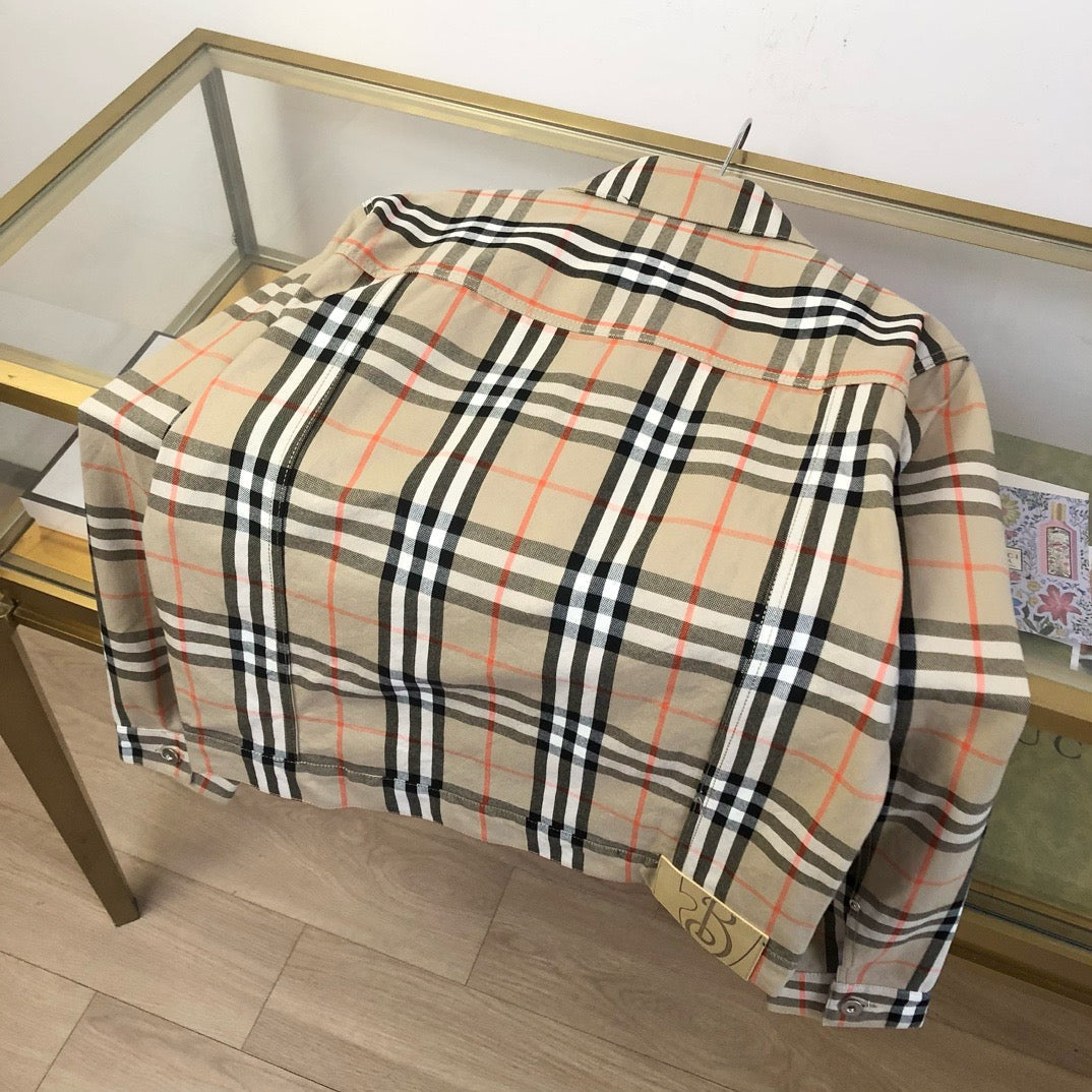 Beige Cotton Check Overshirt - Men's
