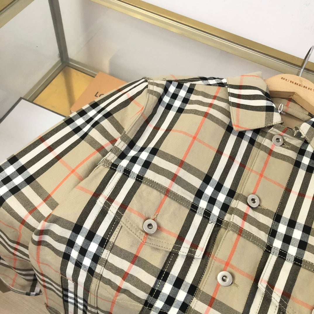 Beige Cotton Check Overshirt - Men's