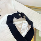 White Tweed Contrast Trim Cardigan - Women's
