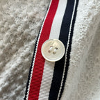 White Tweed Contrast Trim Cardigan - Women's