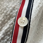 White Tweed Contrast Trim Cardigan - Women's