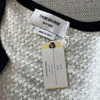 White Tweed Contrast Trim Cardigan - Women's