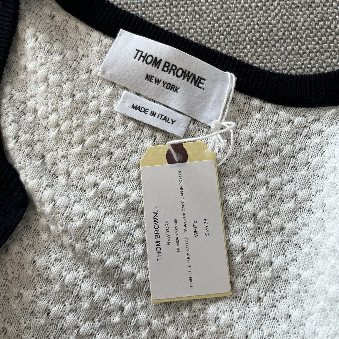 White Tweed Contrast Trim Cardigan - Women's