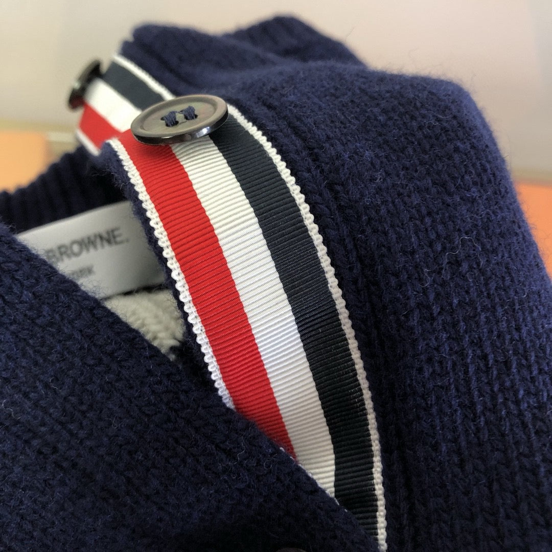 Navy Wool Floral Intarsia Crewneck - Women's