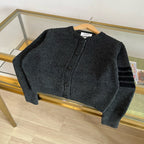 Grey Mohair Plain Cardigan - Women's