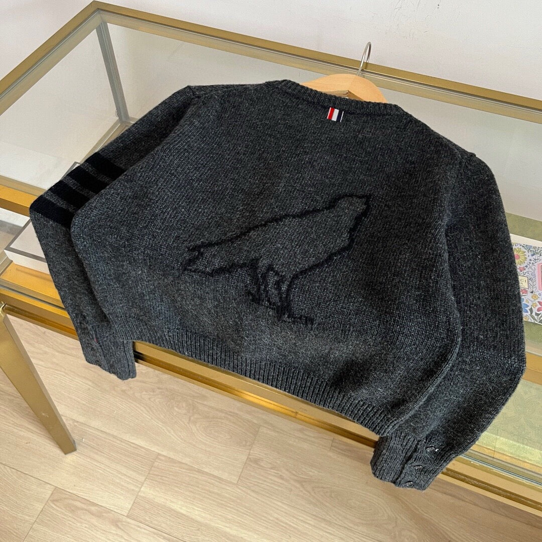Grey Mohair Plain Cardigan - Women's