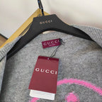 Grey Wool Script Logo Cardigan - Men's
