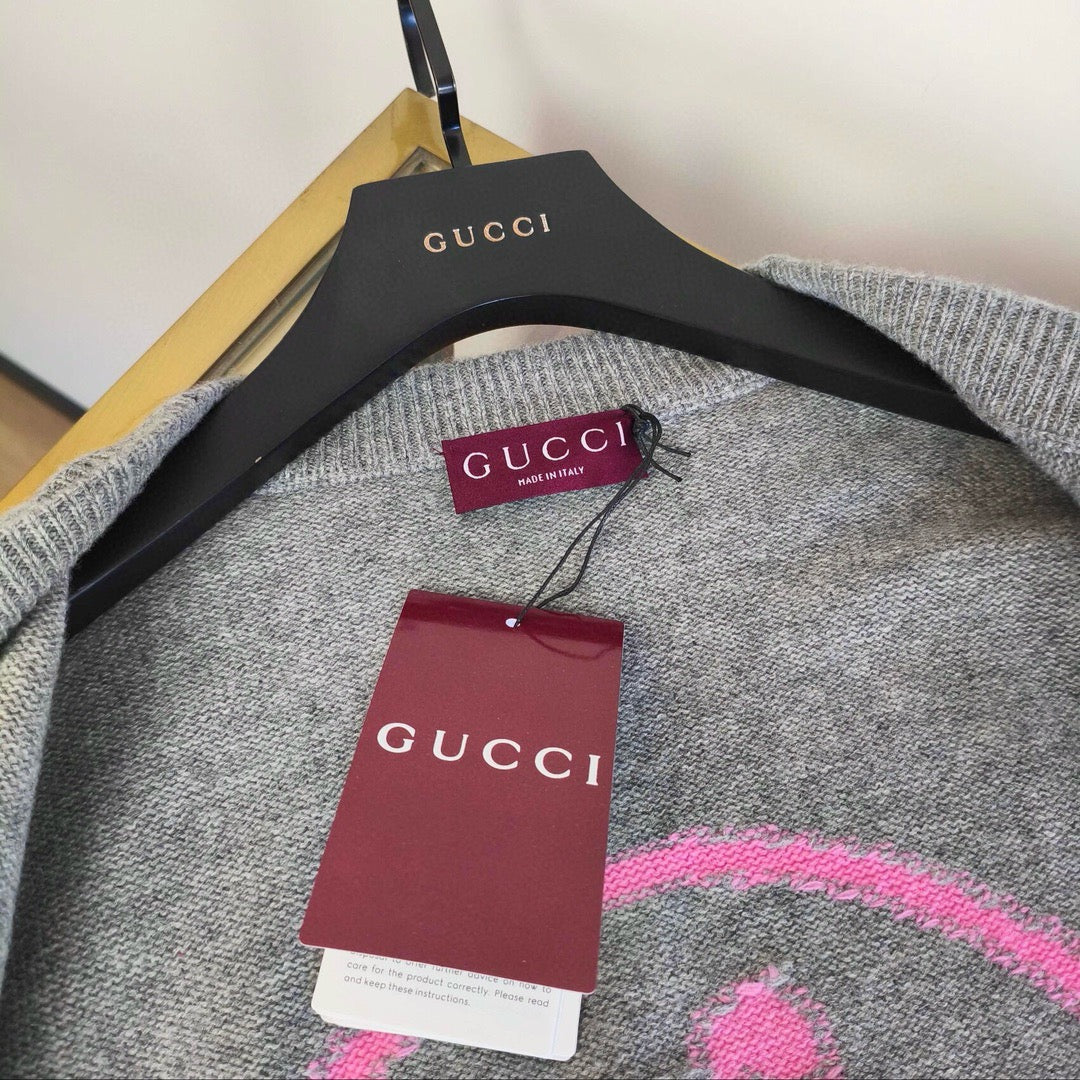 Grey Wool Script Logo Cardigan - Men's