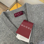 Grey Wool Script Logo Cardigan - Men's