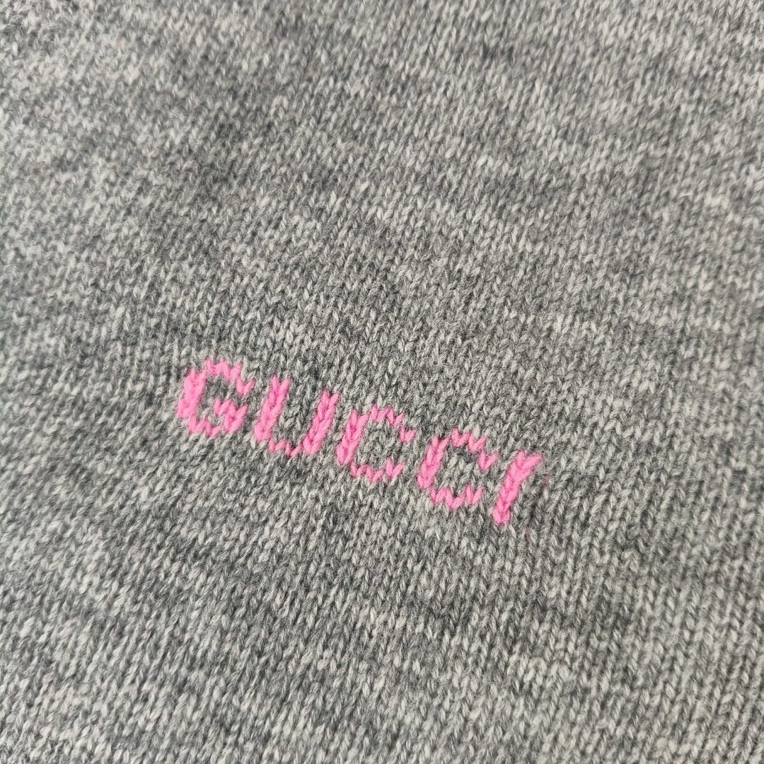 Grey Wool Script Logo Cardigan - Men's